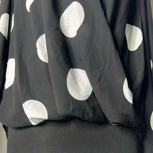 INC International Concepts Surplice Black White Polka Dot Wrap Blouse Size XL - Picture 7 of 11